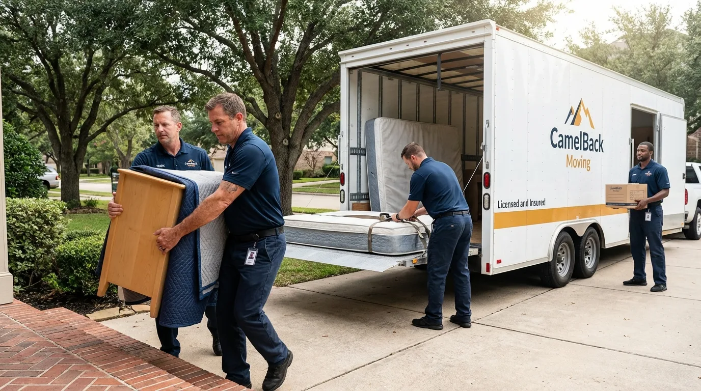 Crew loading residential truck for cross-state move from Bellbrook, OH