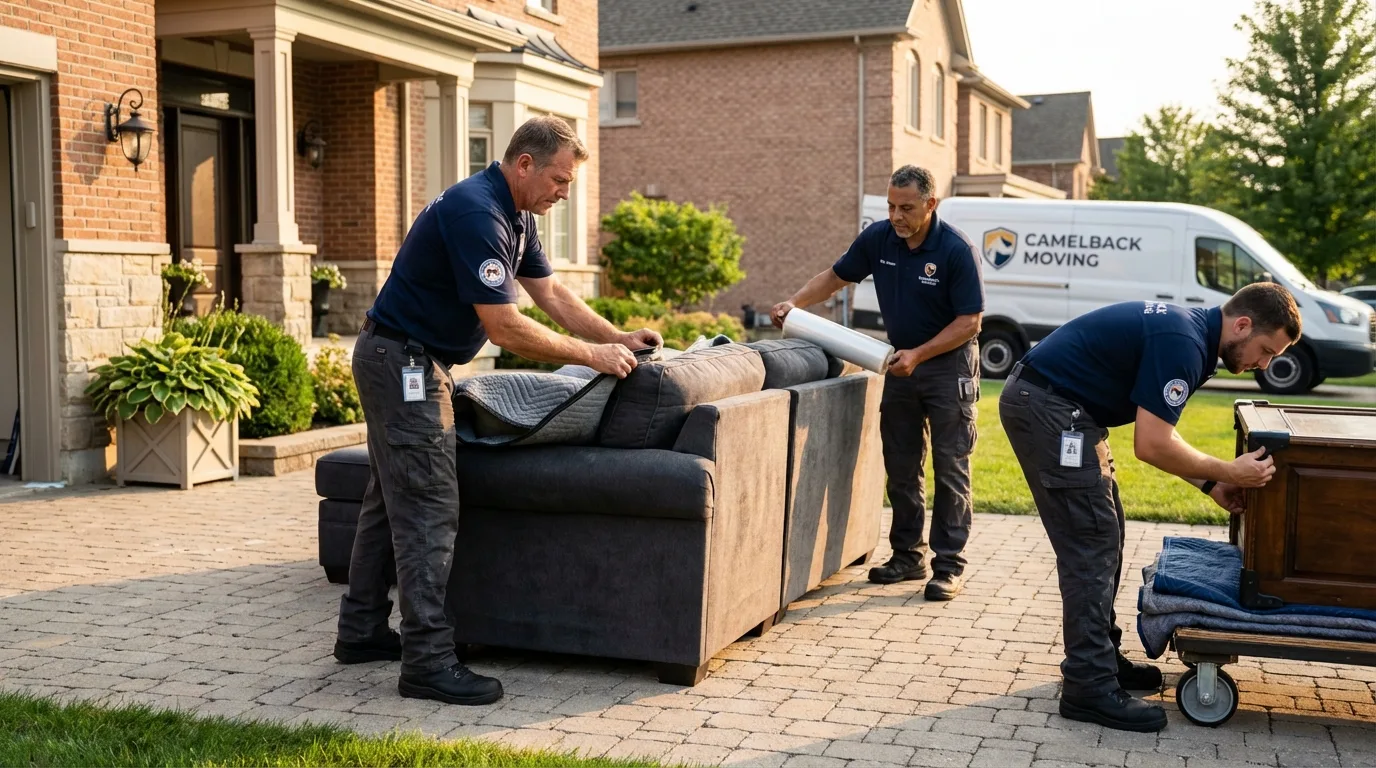 Large estate moving crew wrapping furniture in Bellbrook, OH
